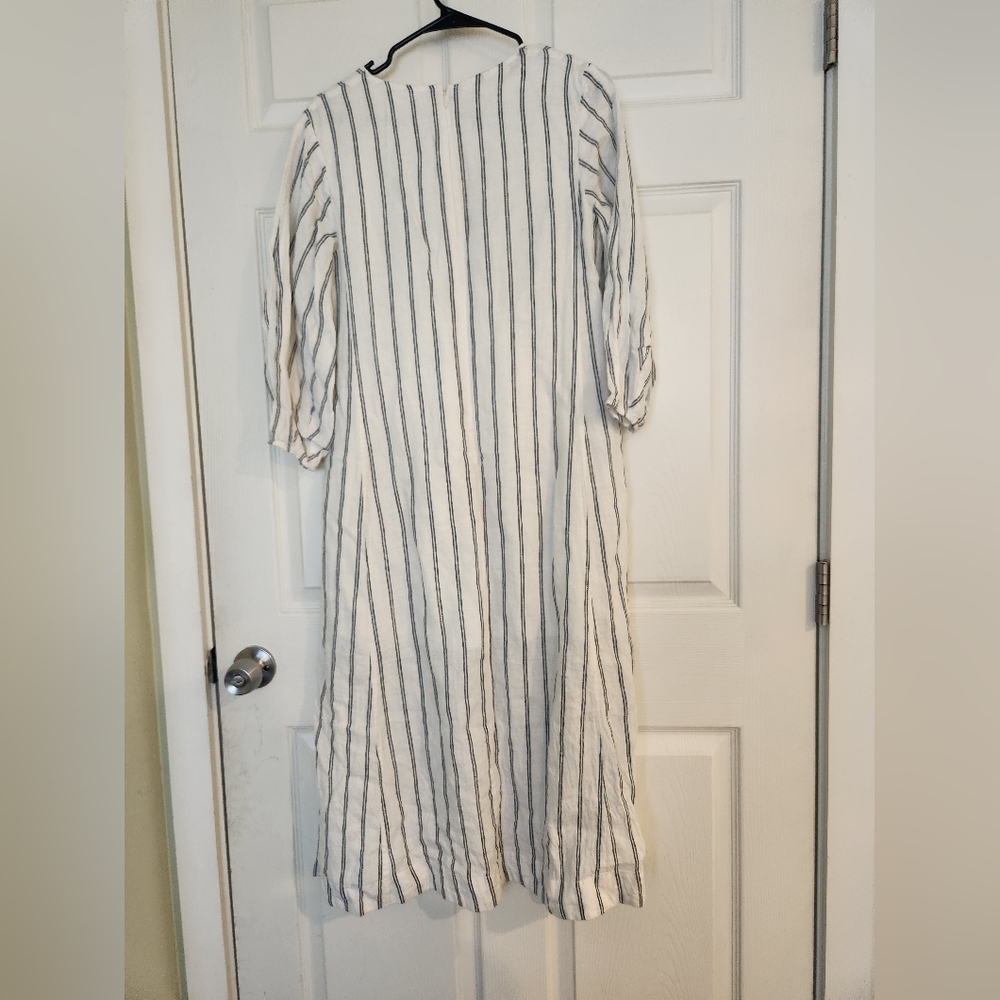 Everlane * The Linen A-Line Midi Dress * Navy/White * Size 0